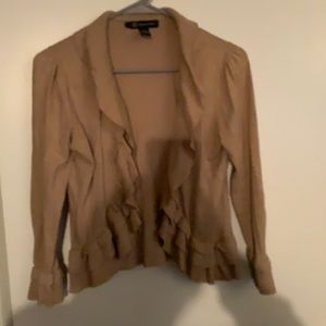 Tan ruffle, INC, Small cardigan